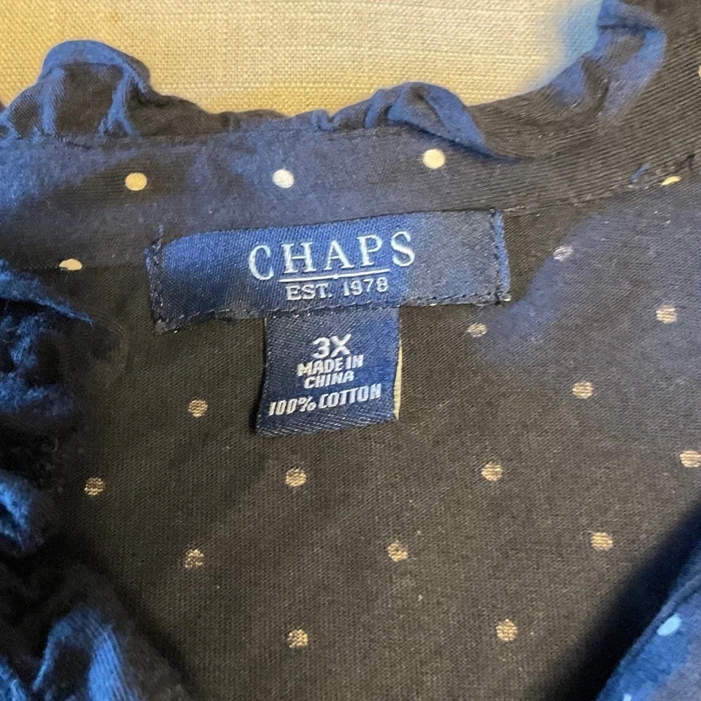 Chaps Navy Polka Dot Blouse
